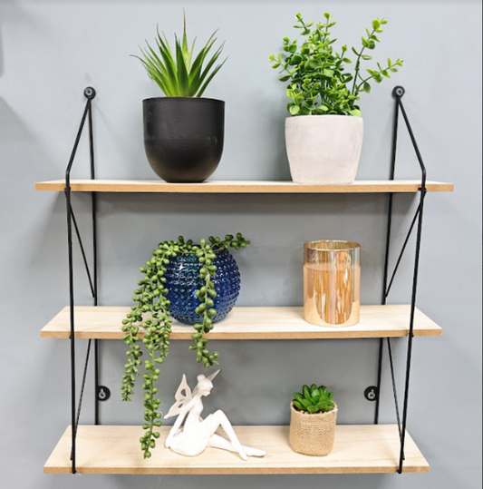 SHLEDECOR 3 Tier Floating Shelf Wall Shelves for Bedroom Wall Mounted Bookcase Hanging Shelves Bookshelf Book Shelves for Living Room Display Wooden Shelving Unit BLACK Metal Wire