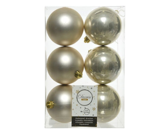Shatterproof Pearl Bauble 8cm Pack of 6 - Christmas