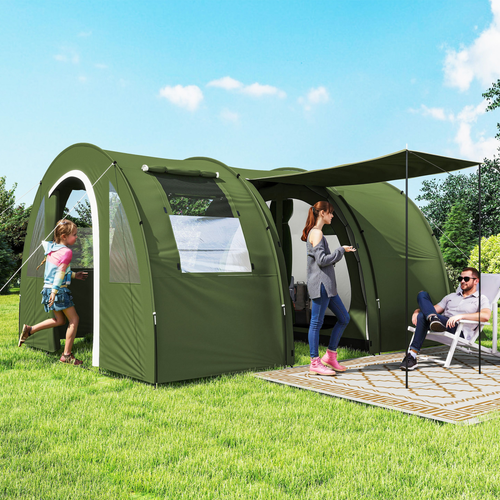 Outsunny 5-6 Man Family Tent Camping Tent with 2 Room and Carry Bag