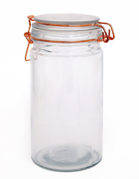 Stylish Glass Storage Jar w/ Copper Clip 20cm: Perfect for Pantry & Kitchen Storage!