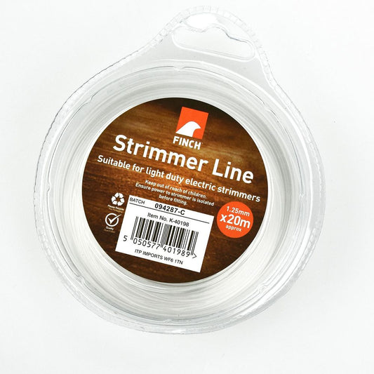 CC 1.25mm 20m Nylon Strimmer Line Cord Bushcutter String White K-40198 GAR0823