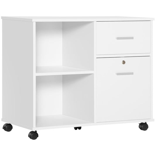 Filing Cabinet Mobile Printer Stand Drawer for A4 Size Files, White Vinsetto