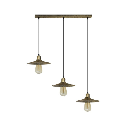 4 Head Vintage Industrial Brushed Brass Ceiling Pendant Easy Fit Light Metal 22cm Ceiling Lighting Shade