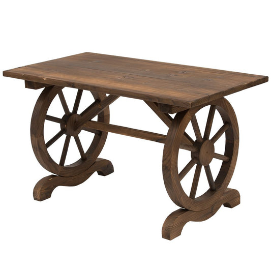 Garden Coffee Table Patio Display Desk Natural Fir Wood Water-Resistant Dining