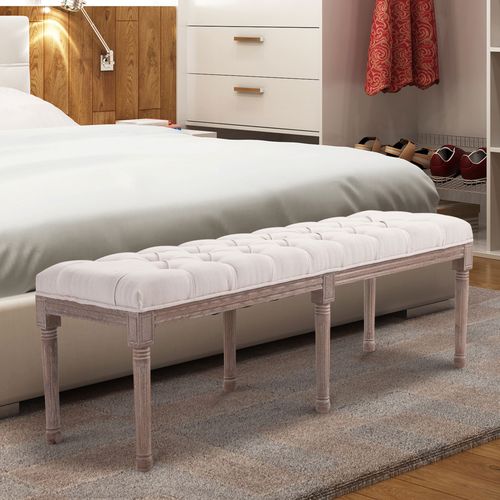 Stool Bench 3 Person Chic Button Tufted Bedside Seat End Hallway