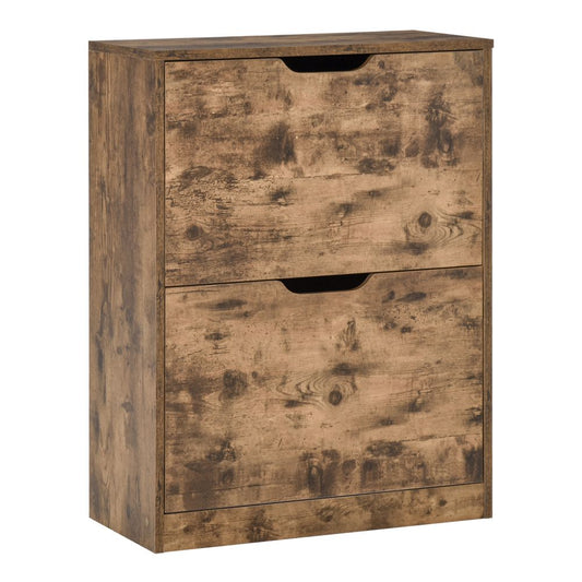 2 Drawer Shoe Cabinet Industrial Shoe Cupboard Flip Doors for Hallway