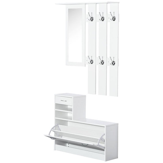 Entryway Organizer Shoe Storage Space Saving Mirror Chest Drawer