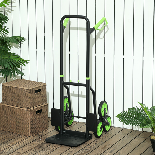 DURHAND Climbing Stairs Trolley Hand Trucks 6-Wheels Foldable Load Cart Steel
