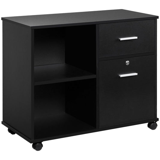 Filing Cabinet Mobile Printer Stand Drawer for A4 Size Files, Black Vinsetto