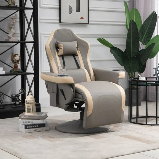 Manual Recliner Armchair PU Sofa Chair w/ Adjustable Leg Rest & 135 Reclining