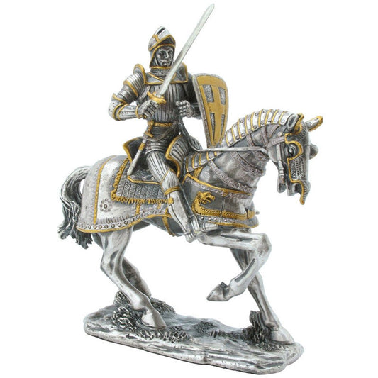 Knight With Armoured Horse (hand-cast statue sculpture) 10cm Height