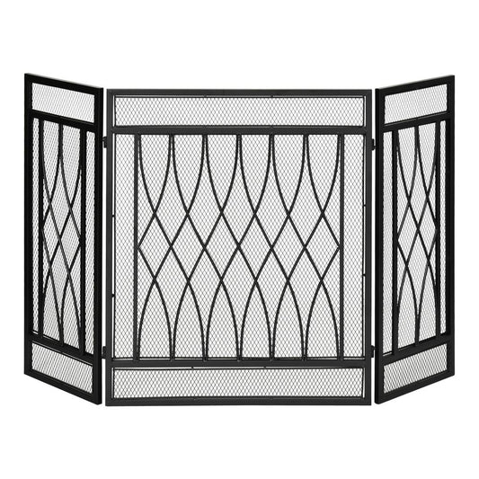 Premium 3-Panel Fireplace Screen: Metal Mesh Safety Guard - Protects against fire sparks - Stylish & High-Quality. Buy Now!