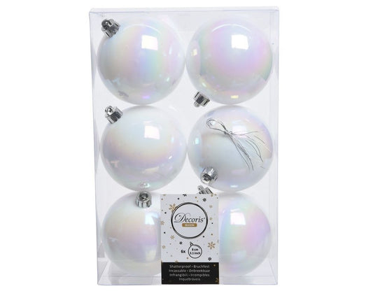 Shatterproof Iridescent Bauble 8cm Pack of 6 - Christmas