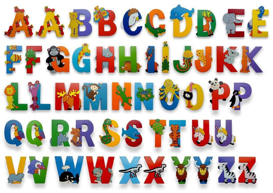 Vinsani Wooden Jungle Animal Upper Case Alphabet Letters Personalised Bedroom Wall Door Name