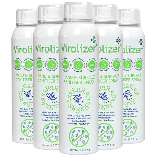 Virolizer Hand & Surface Sanitiser Spray 150ML - Kills 99.9% Bacteria - Antibacterial Formula - 70% Alcohol Content