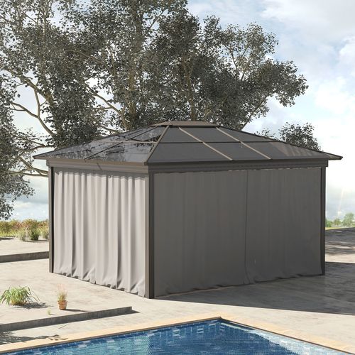 3 x 3m Gazebo Replacement Sidewall Set with 4 Panels, Hooks/C-Rings Light Grey