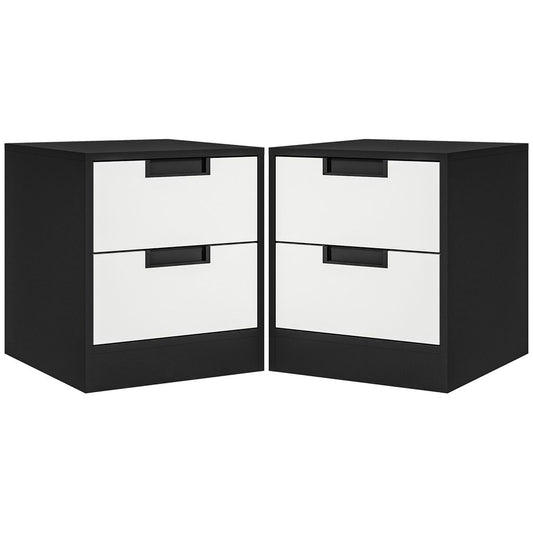 HOMCOM 2 Drawer Bedside Tables - Set of 2, Storage Nightstands for Bedroom - High Quality, Professional Seller