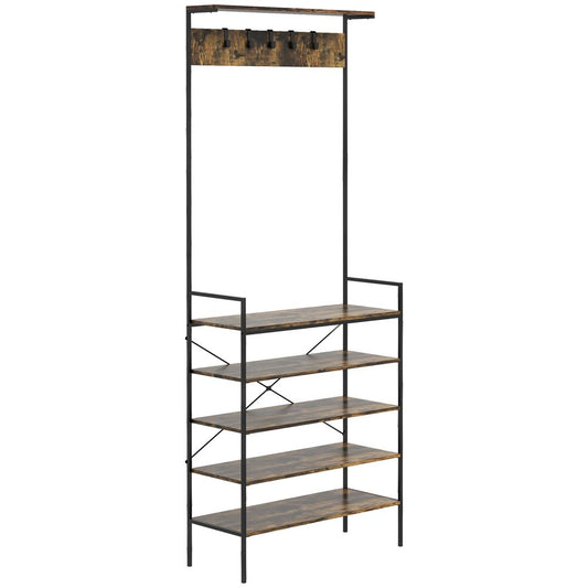 HOMCOM Industrial Baker's Rack Multi-tier Microwave Stand with 5 Hooks