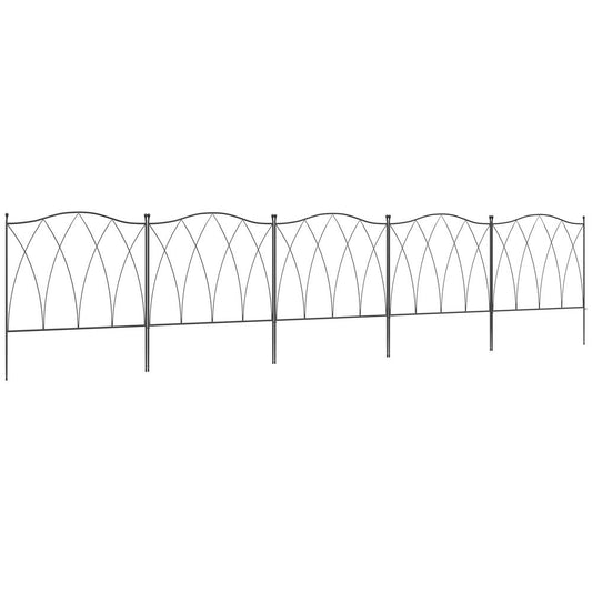 Outsunny Metal Border Edging - Decorative Garden Fencing, 5PCs