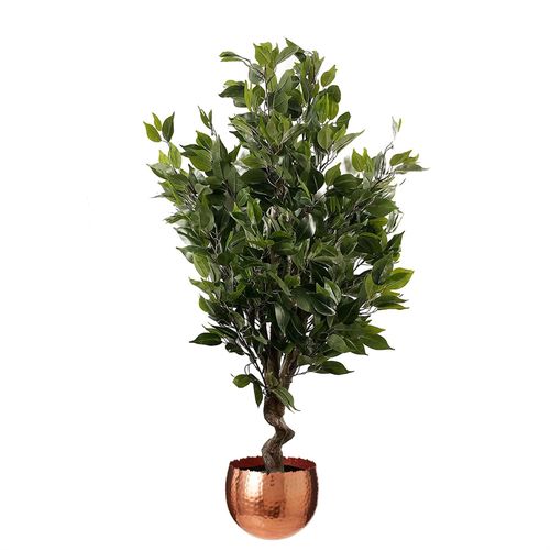 110cm Leaf Realistic Artificial Ficus Tree / Plant Copper Curve Planter