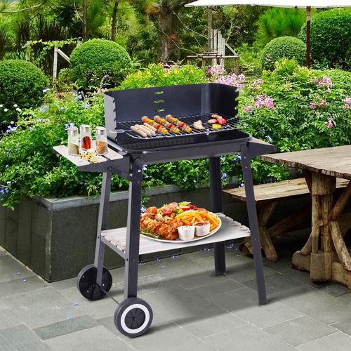 Outsunny Charcoal BBQ Grill, 87Lx45Wx83H cm-Black