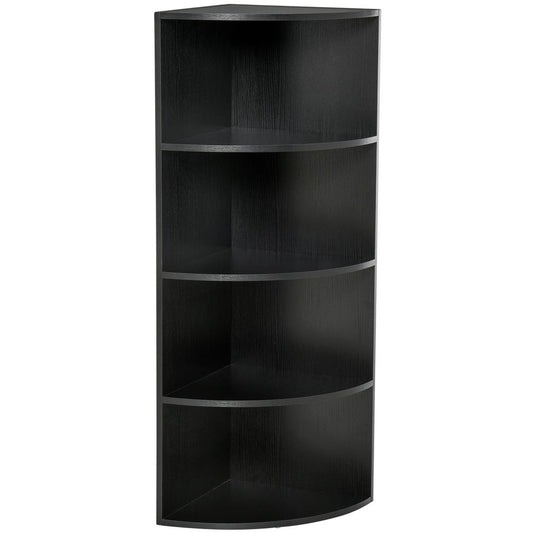 4 Tier Wood Corner Shelf Unit Freestanding Fan Bookshelf Plants Stand