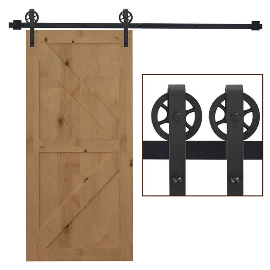 HOMCOM 6.6ft Sliding Wood Barn Door Hardware Kits Track Industrial Style A Set