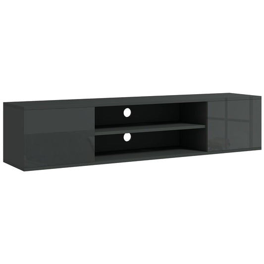 HOMCOM Floating TV Unit for 60" TVs W/ Shelves and Cabinets, Grey