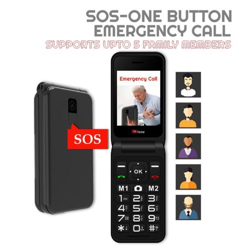 TTfone Red TT760 Flip 4G Mobile with Mains Charger, O2 SIM