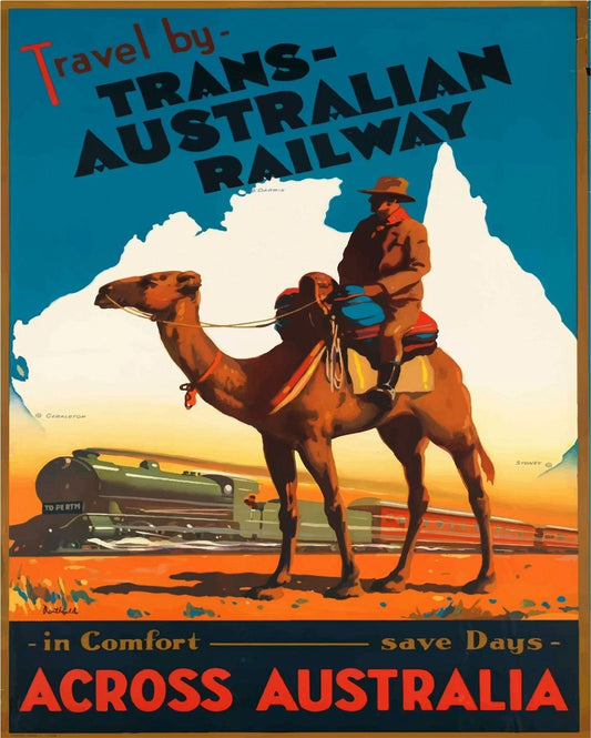 Authentic Vintage Metal Sign - Retro Trans Australian Railway Advertising - Top Quality