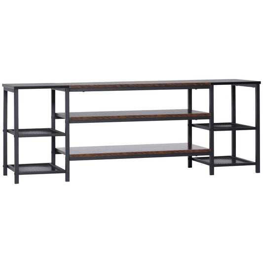 HOMCOM TV Unit Cabinet for TVs up to 60 Inches, Industrial TV Stand with Storage Shelves for Living Room, Brown and Black