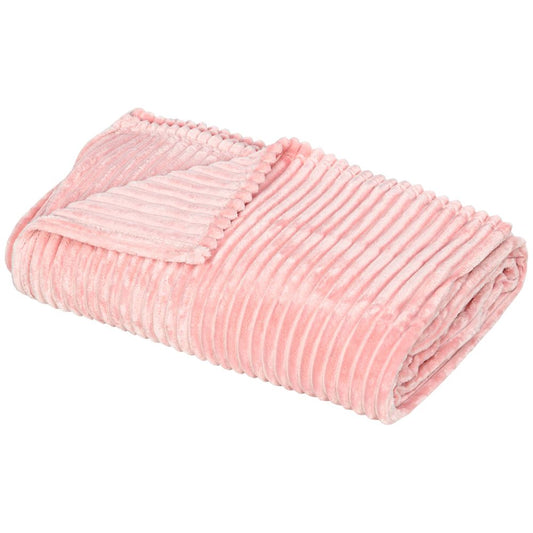 HOMCOM Flannel Fleece Blanket King Size Pink - Warm & Cozy 230 x 230cm - Soft & Versatile Throw for Bed, Sofa, or Outdoors - Machine Washable