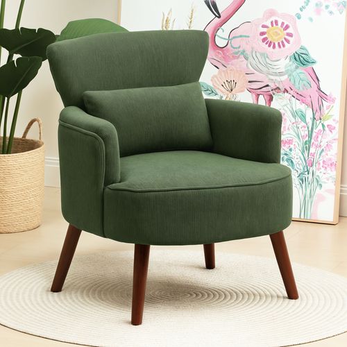 HOMCOM Armchair with Padded Seat and Backrest for Living Room, Green