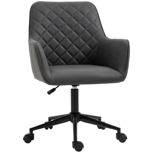 Argyle Office Chair Leather-Feel Fabric Home Study Leisure Wheels Vinsetto