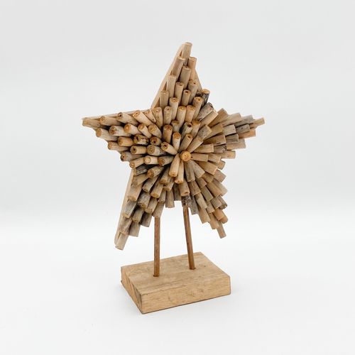 52CM HAND CARVED WOODEN STAR