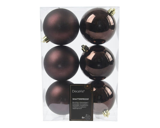 Shatterproof Truffle Bauble 8cm Pack of 6 - Christmas
