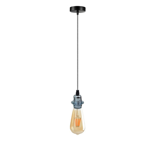 Vintage Industrial Chrome Pendant Light Fitting, lampshade Holder Fitting Set with 2m Cable.