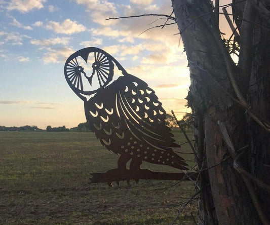 Rusty Metal BARN OWL Garden Silhouette Sign Ornament Decoration Bird Feature