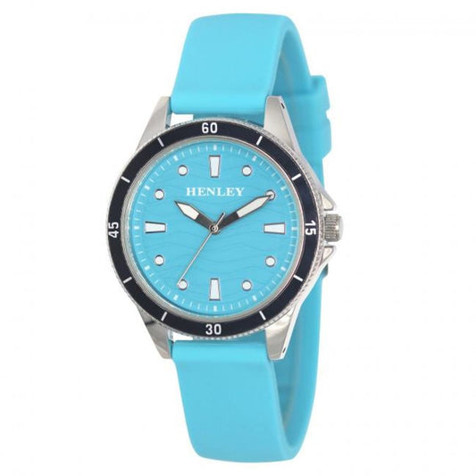Henley Ladies Wave Blue Dial Watch - Best Quality, Blue Rubber Strap H06176.6