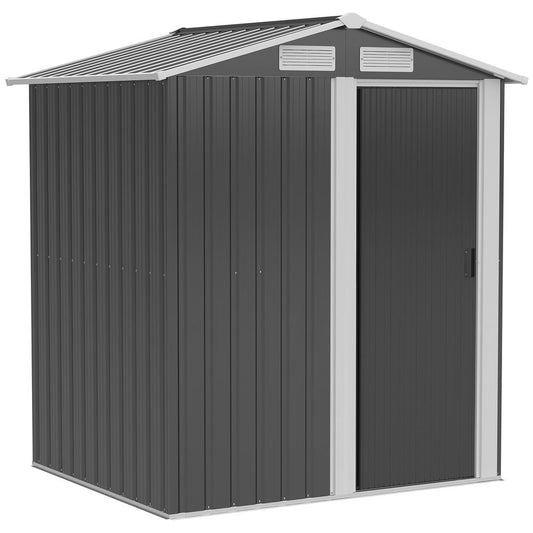 Outdoor Storage Shed, Sliding Door, Sloped Roof 152 x 132 x 188 cm, Grey