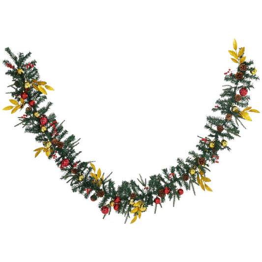 2.7M Artificial Christmas Garland Pine Cones Deco Home Fireplace Doors