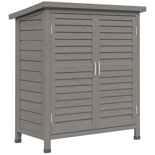 Garden Shed Wooden 2 Door Unit Solid Fir Wood 87x46.5x96.5cm, Grey