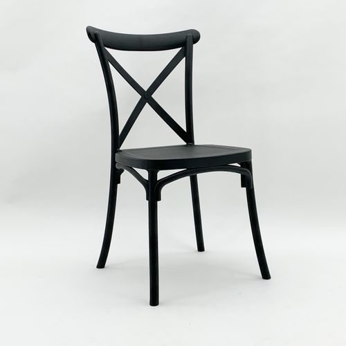 BLACK PLASTIC FRENCH CROSS BACK CHAIR