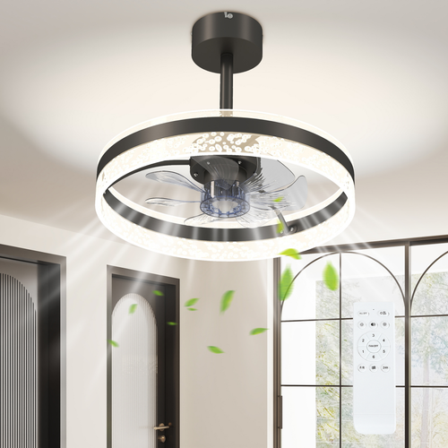 HOMCOM Ceiling Fan Light with 3 Colour, Timer, Reversible, Remote, Black