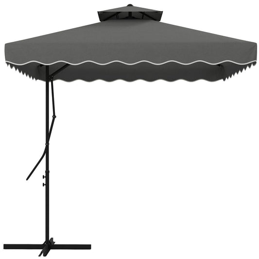 Premium Outsunny 2.5m Square Cantilever Garden Parasol - Elegant Grey Design - High-Quality Materials - Cross Base Included