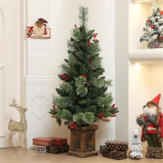 4 Ft Christmas Tree Artificial Green with 100 warm white LED lights