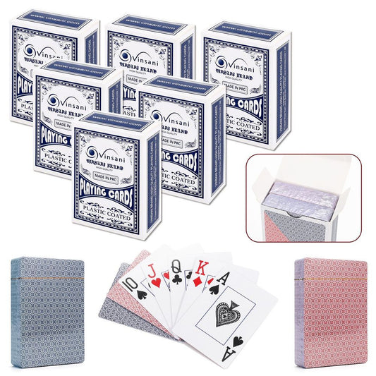 Vinsani Traditional Check Poker Casino Plastic Coated Playing Cards Decks (2 / 4 / 6 / 12)