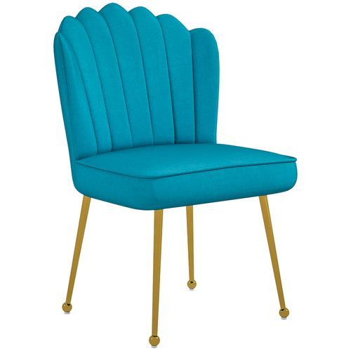 HOMCOM Velvet-Feel Shell Accent Chair Home Bedroom Lounge Metal Legs