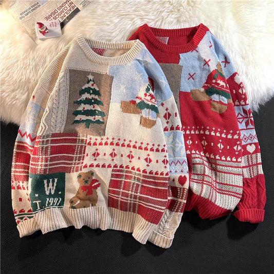 Vintage Loose Round Neck Christmas Sweater | Luxury Home Accessories | Heulog Glow