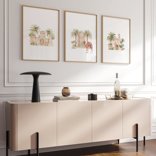 Wall Canvas Living Room | Set of 3 Moroccan Inspired Wall art Prints
